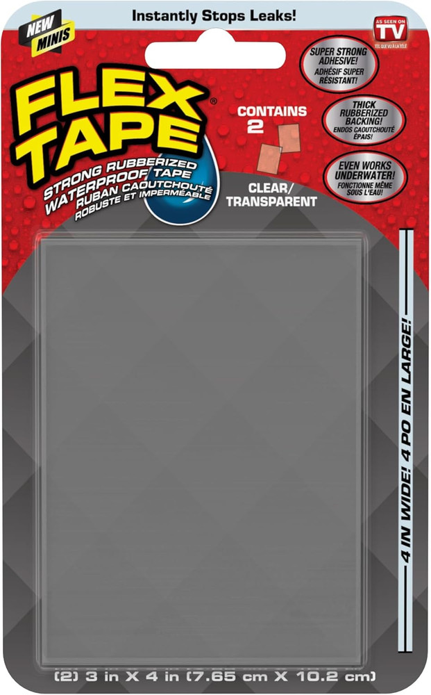 Rubberized Waterproof Tape Sheets - Clear, 3" X 4", 2 Sheets