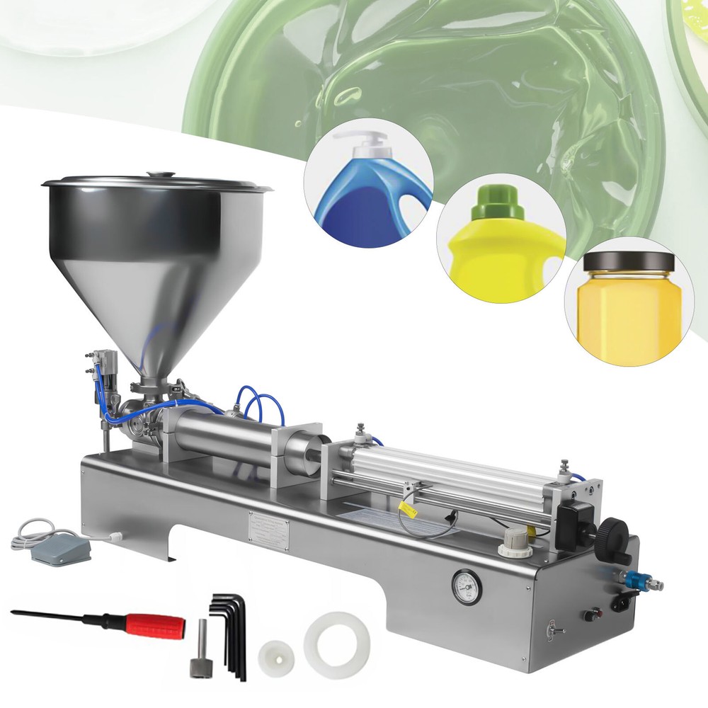 600ml Liquid Paste Filling Machine Pneumatic Bottle Pack Piston Filler & Hopper