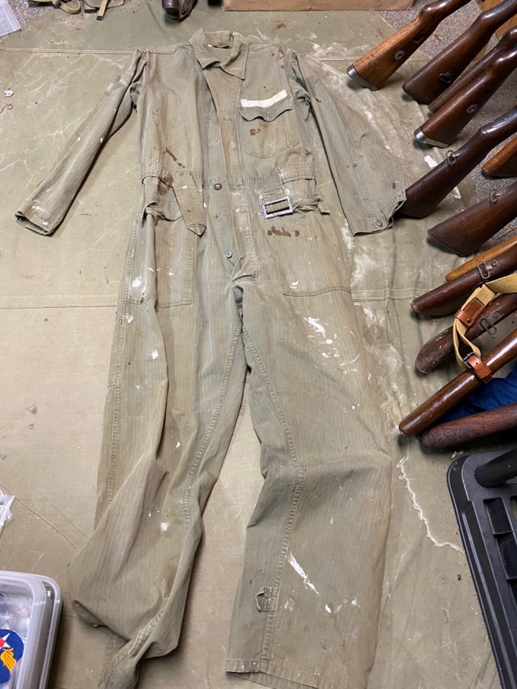 ORIGINAL WWII US ARMY HBT OVERALLS COVERALLS- LARGE 44R