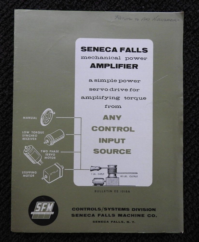 1965 Seneca Falls Machine Power Amps Servo Controls Engineering Catalogs NY