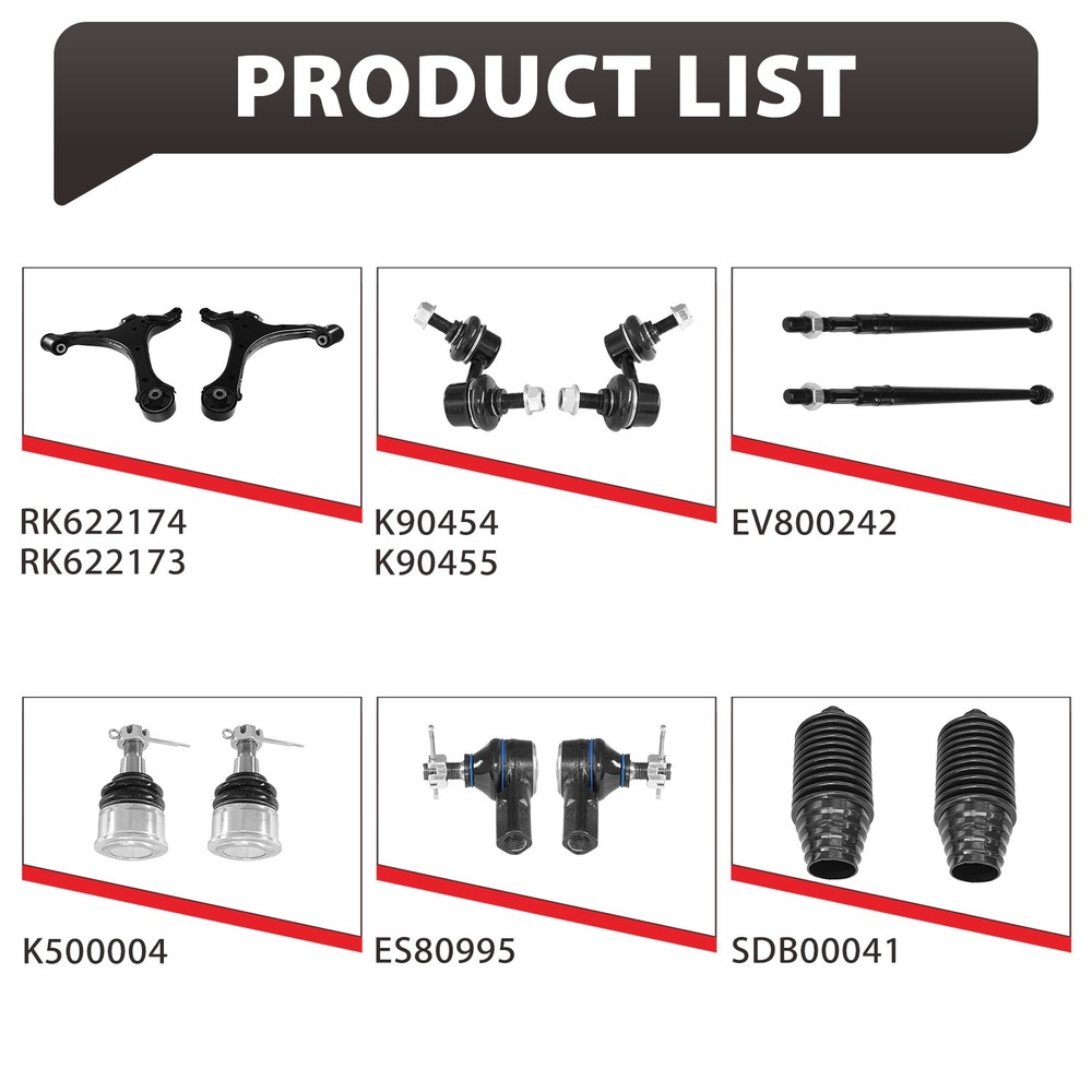 Front Lower Control Arms Sway Bars Tie Rod Ends Kit for 2003-2011 Honda Element