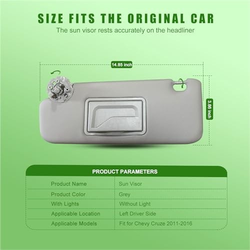 Sun Visor for Chevy Cruze 2011-2019 Sun Visor Grey(Left Driver Side)