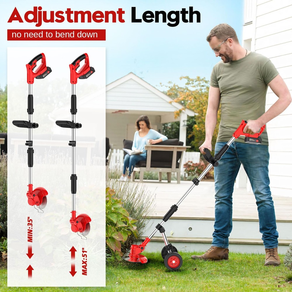Electric Weed Wacker Cordless W/Metal Blade,Stringless Weed Eater Battery Pow...