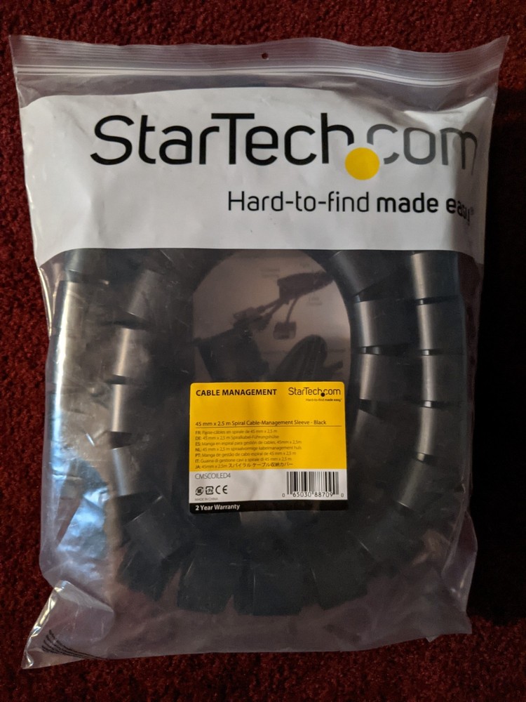 StarTech CMSCOILED4 8.2Ft 1.8" Coil Cable Management Sleeve Spiral Organizer