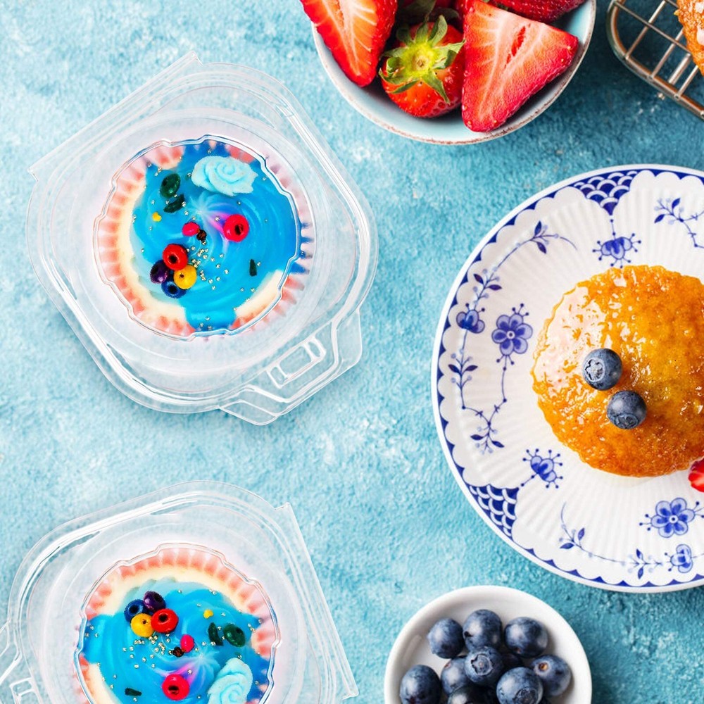 50 Pack Individual Cupcake Containers Plastic Cupcake Boxes Cupcake Holders