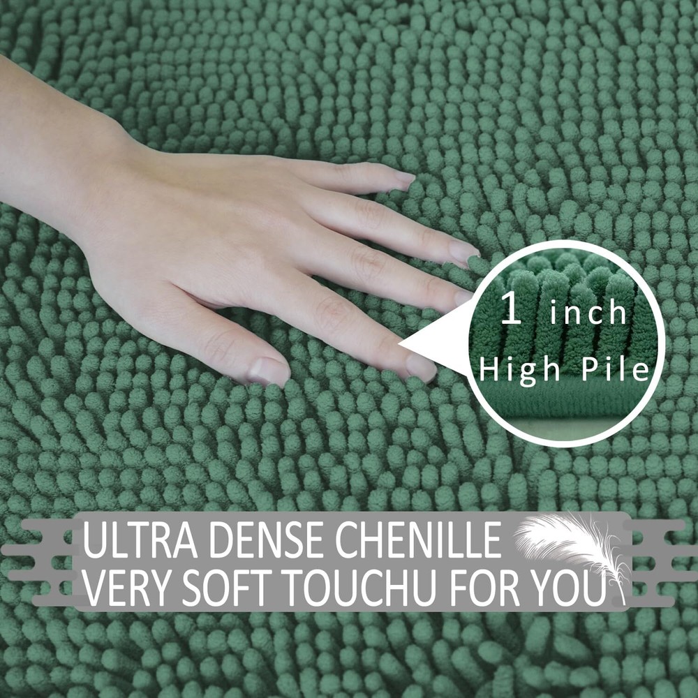 Bathroom Rugs Sets 2 PieceSuper Absorbent SoftThickMachine Washable Chenille ...