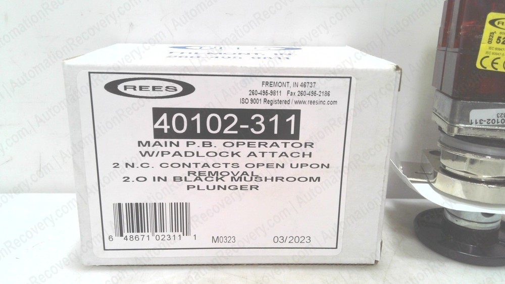 REES 40102-311, MAIN PUSH BUTTON OPERATOR W/ PADLOCK ATTACHED, NEW #228096