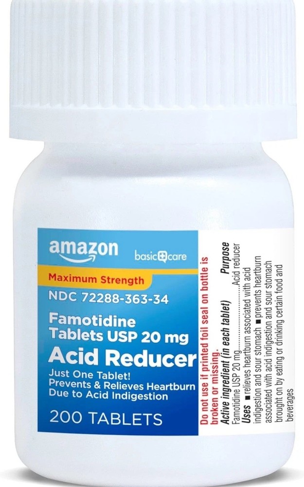 Amazon Basic Care Famotidine 20mg Acid Reducer 200ct Comparable to Pepcid