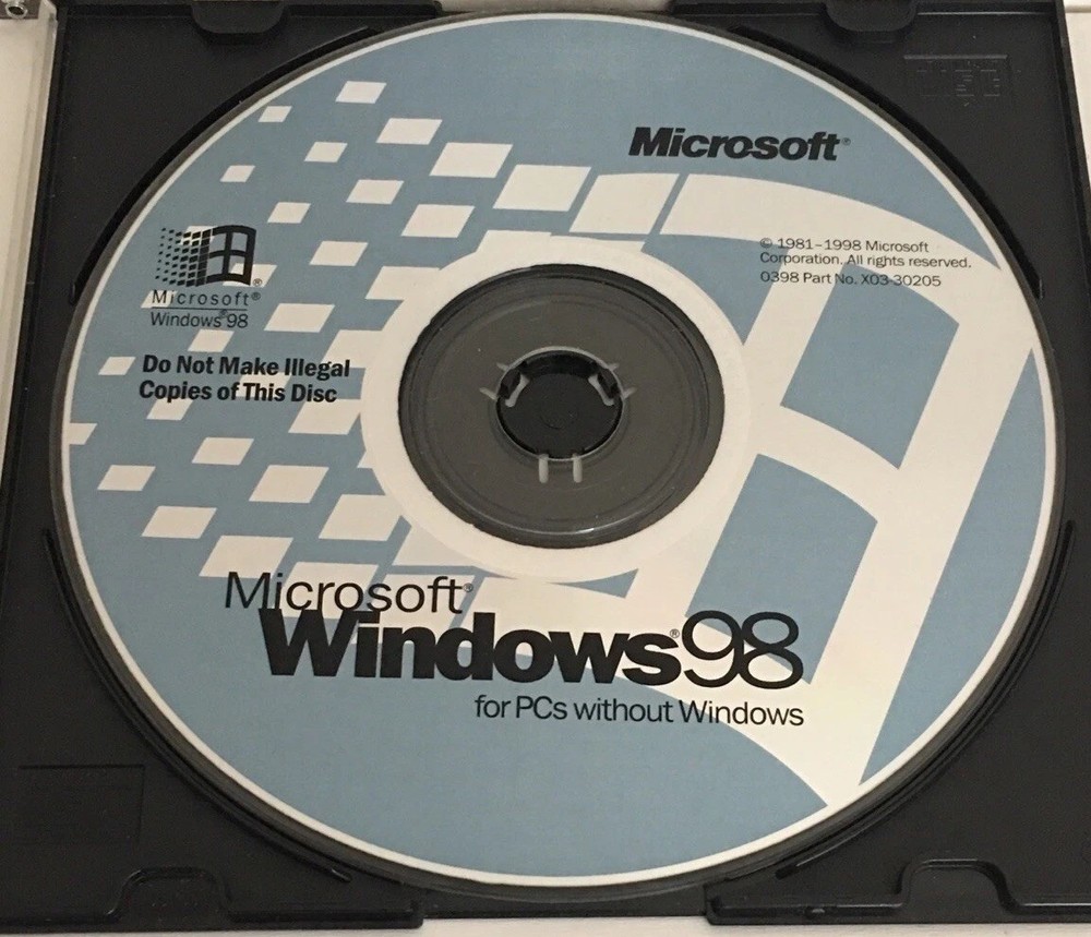 Microsoft Windows 98  for PC's without Windows Product Code,