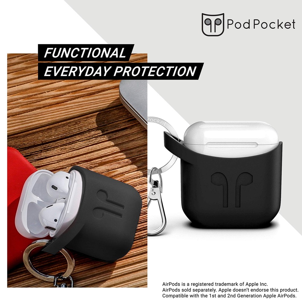 PodPocket Scoop AirPod Storage Case with Protective Translucent Silicone and