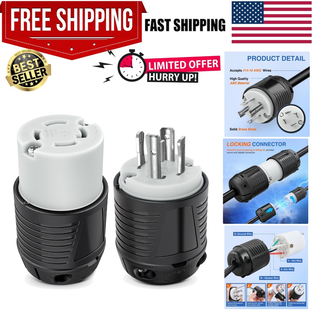 Durable 30Amp Locking Plug Adapter for 125/250V Applications – Safety Certified