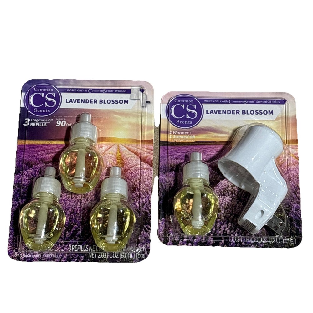 Common Scents Plug-In Essential Oils Diffuser Set + 3 Refills Lavender Blossom