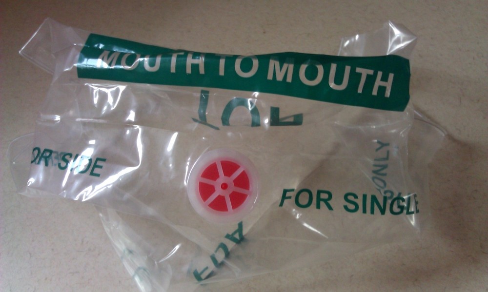 2 Red CPR Face Shield Pocket Mask with Keychain imprinted CPR 30:2