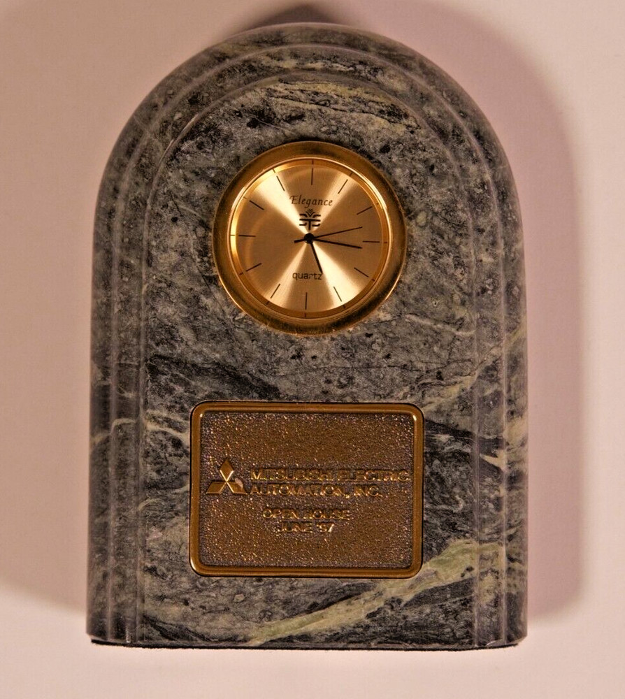 Mitsubishi Electric Automation Open House 1997 Solid Marble & Brass Clock ~BTS