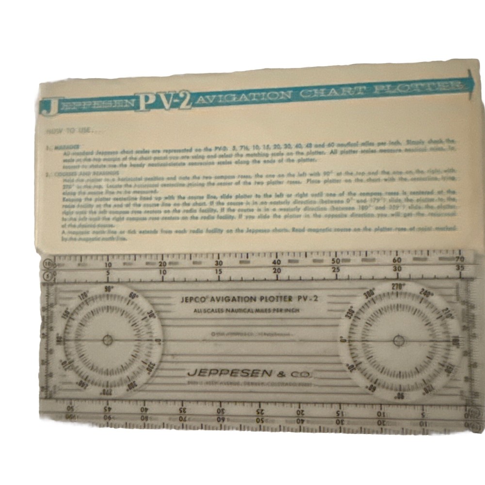 Jeppesen Enroute Plotter PV-2 Scale with Instructions Envelope Englewood CO