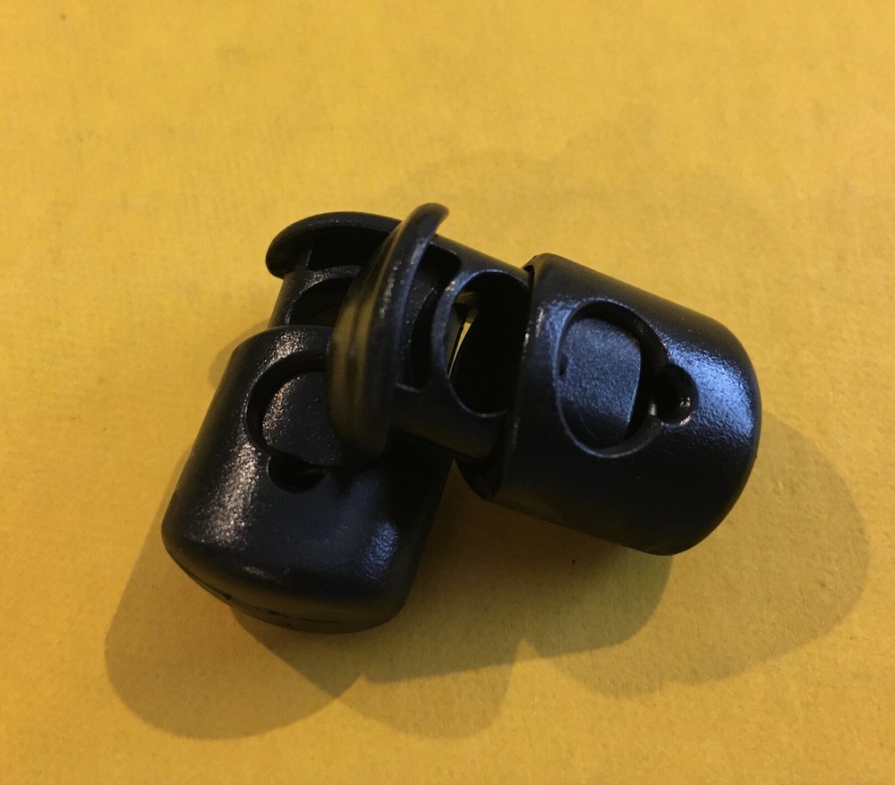 12 pcs Black Double Cord Lock Plastic Spring Lock Toggle Stop Made in USA