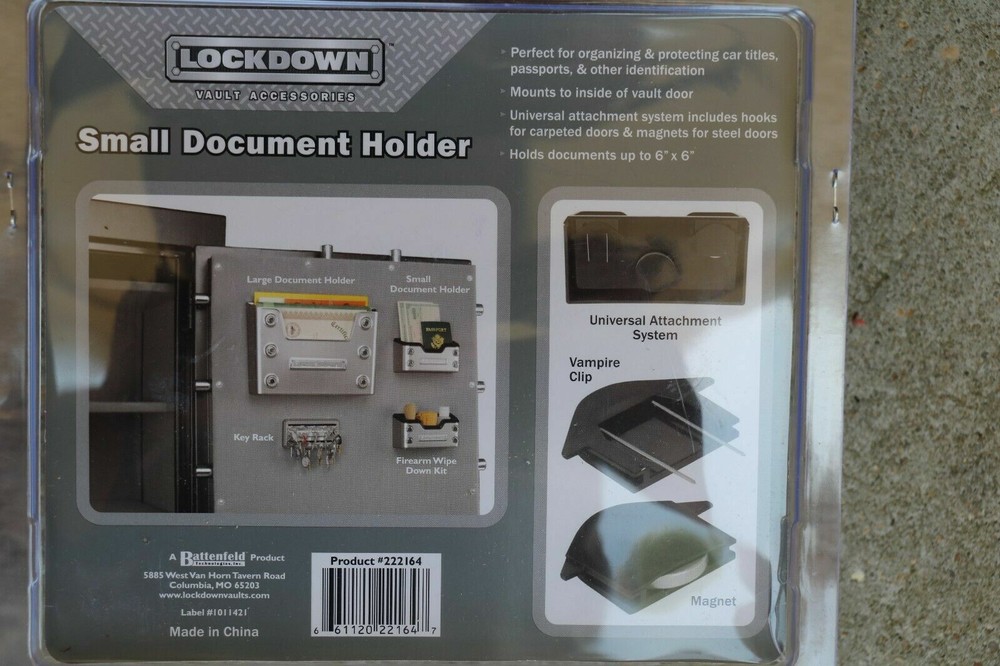 Lockdown Vault Gun Safe Key Rack Polymer Gray Includes Vampire clips & Magnets