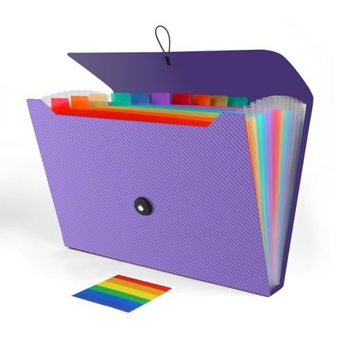 Accordion File Organizer, Expanding File Folder for Sorting Documents Purple