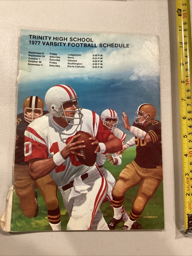 1977 Trinity v Ledgemont High School Football Program Missing Back Cover
