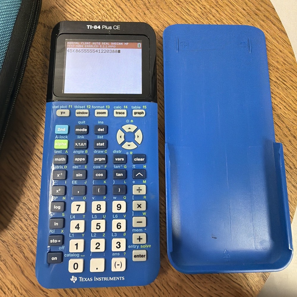 Texas Instruments TI-84 Plus CE Graphing Calculator - Blue With Case