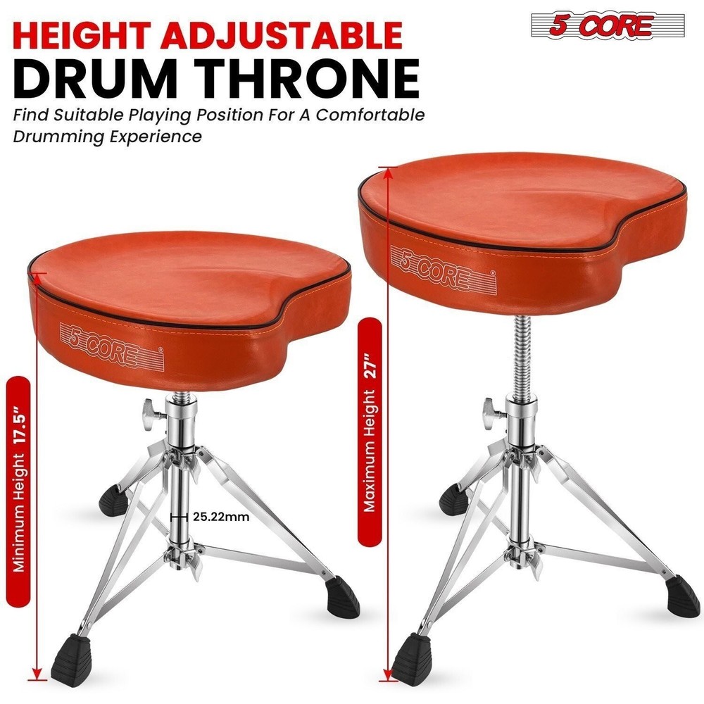5 Core Drum Throne 4" Padded Ergonomic Guitar Stool Height Adjustable Chair