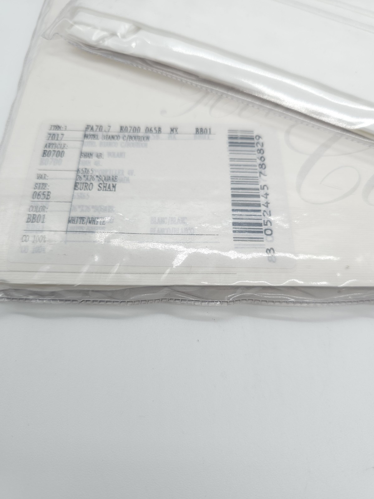 FRETTE Hotel Bianco Bourdon Euro Sham White Set of 2 shams New GL025024