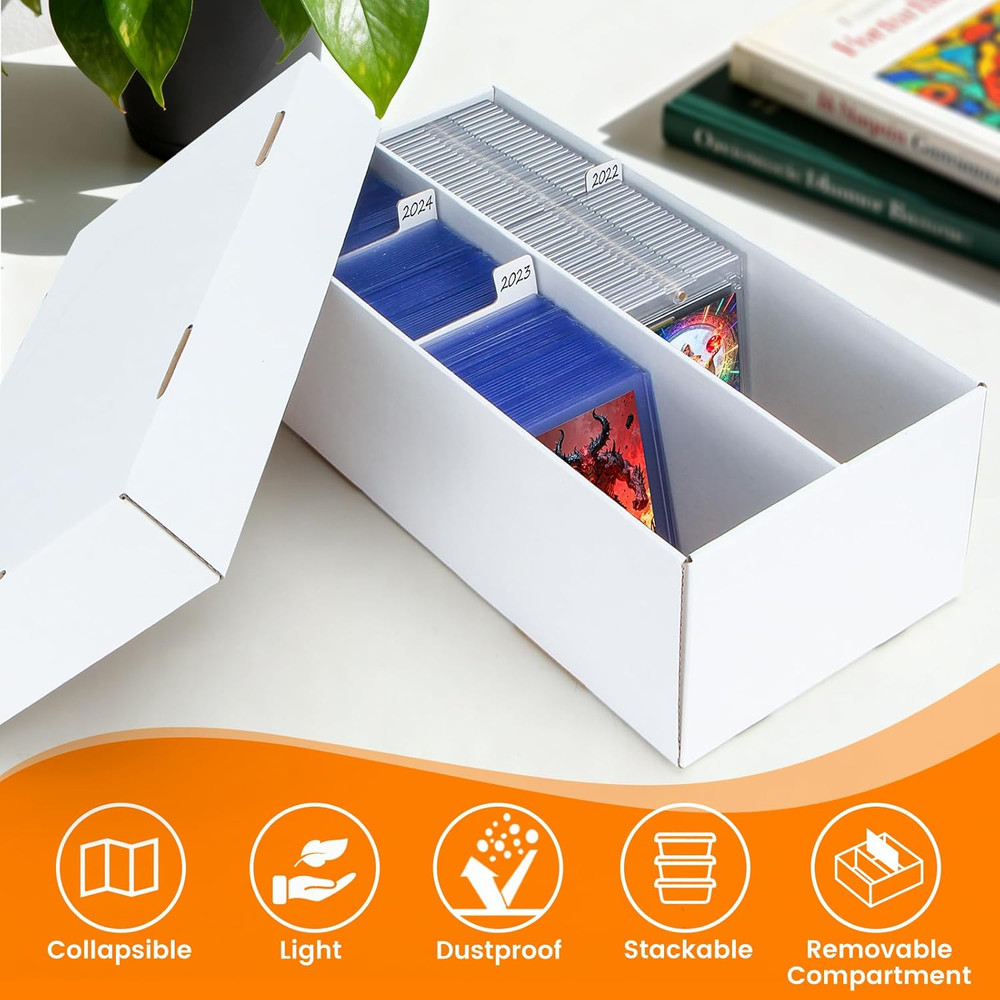 2 Pack Trading Card Storage Box - 2 Rows Divided Cardboard Case, Compatible with