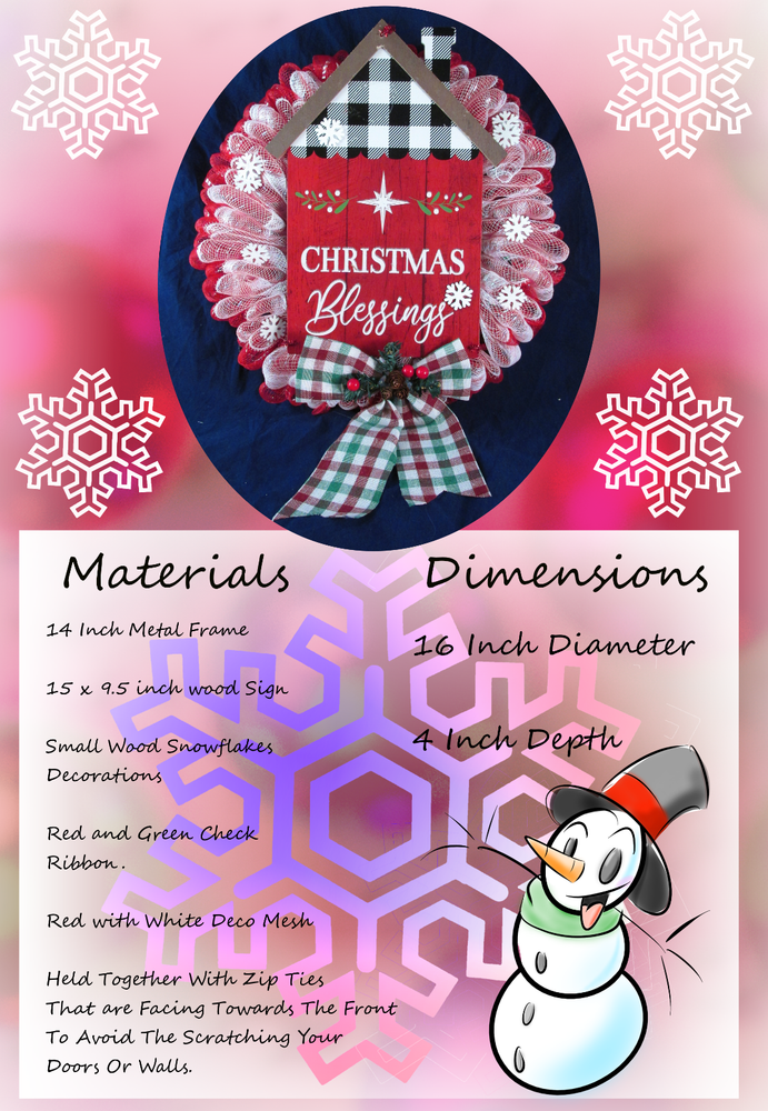Christmas Red and White Bubble Deco Mesh Wreath