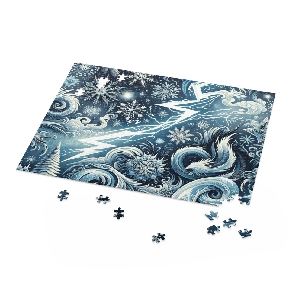 Puzzle (120, 252, 500-Piece) Winter Snowflakes Lightning