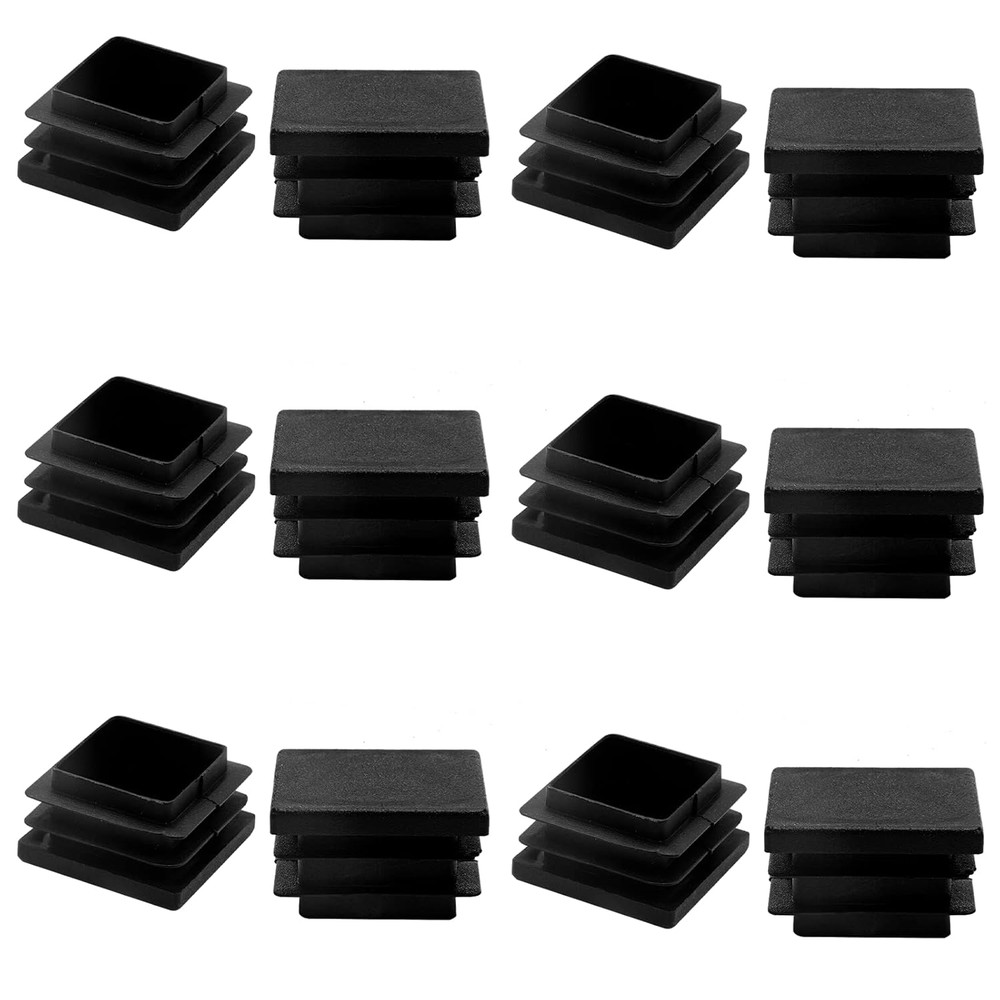 12 Pack 1-1/4 Inch Square Plastic Plug, Insert Tubing End Cap for Square Tubi...