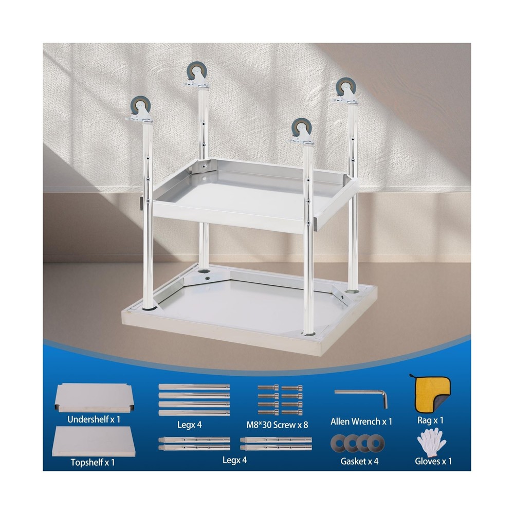 Stainless Steel Table, 24" x 14" Heavy Duty Worktable with Adjustable Undersh...