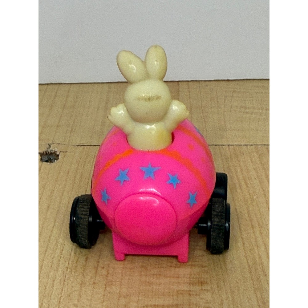 Vintage Easterun Limited Inc Bunny in Pink Egg Pull Back Toy 3712 Easter Rabbit