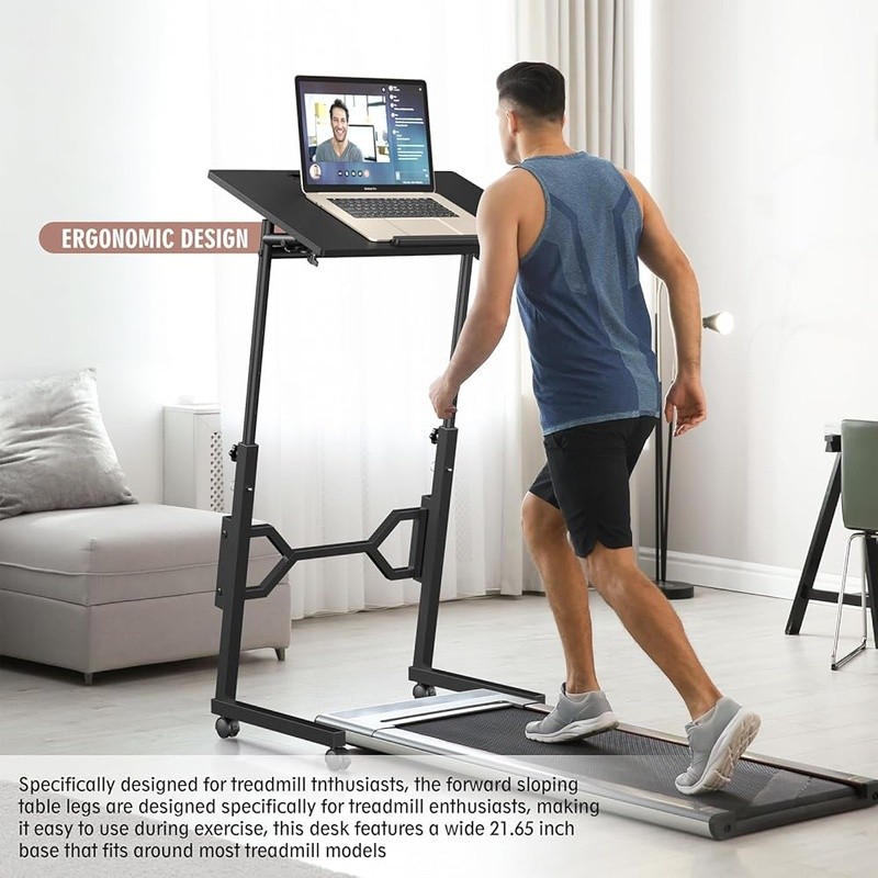 Adjustable Mobile Standing Desk Treadmill Ergonomic Height Rolling Workstation