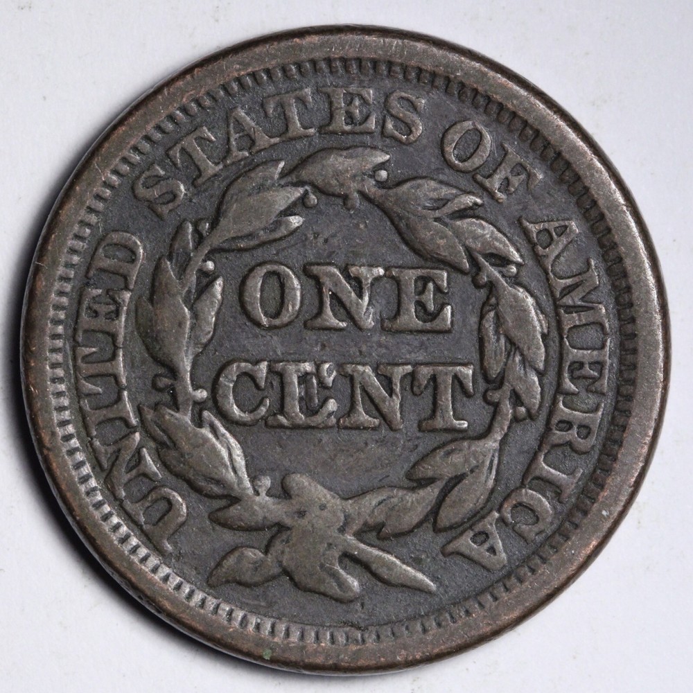 1854 Braided Hair Large Cent CHOICE VF E224 JNC