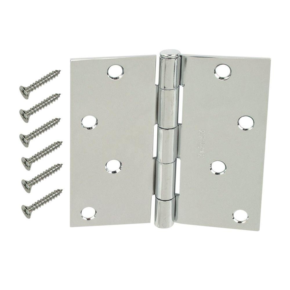 Everbilt 4 in. Chrome Square Corner Door Hinge