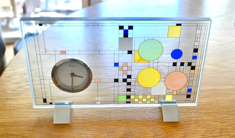 Rare FRANK LLOYD WRIGHT + BULOVA Coonley Playhouse Desk Table Clock Perfect