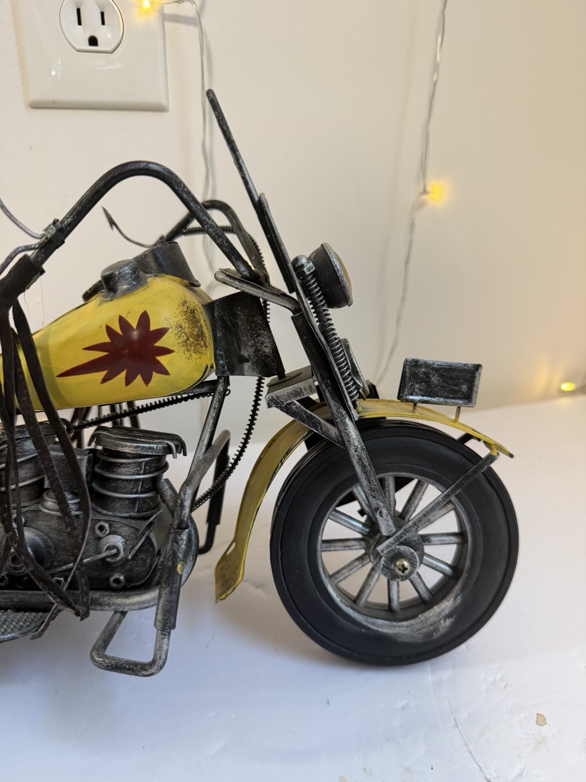 Vintage Style Metal Motorcycle Sculpture Retro Industrial Home Decor