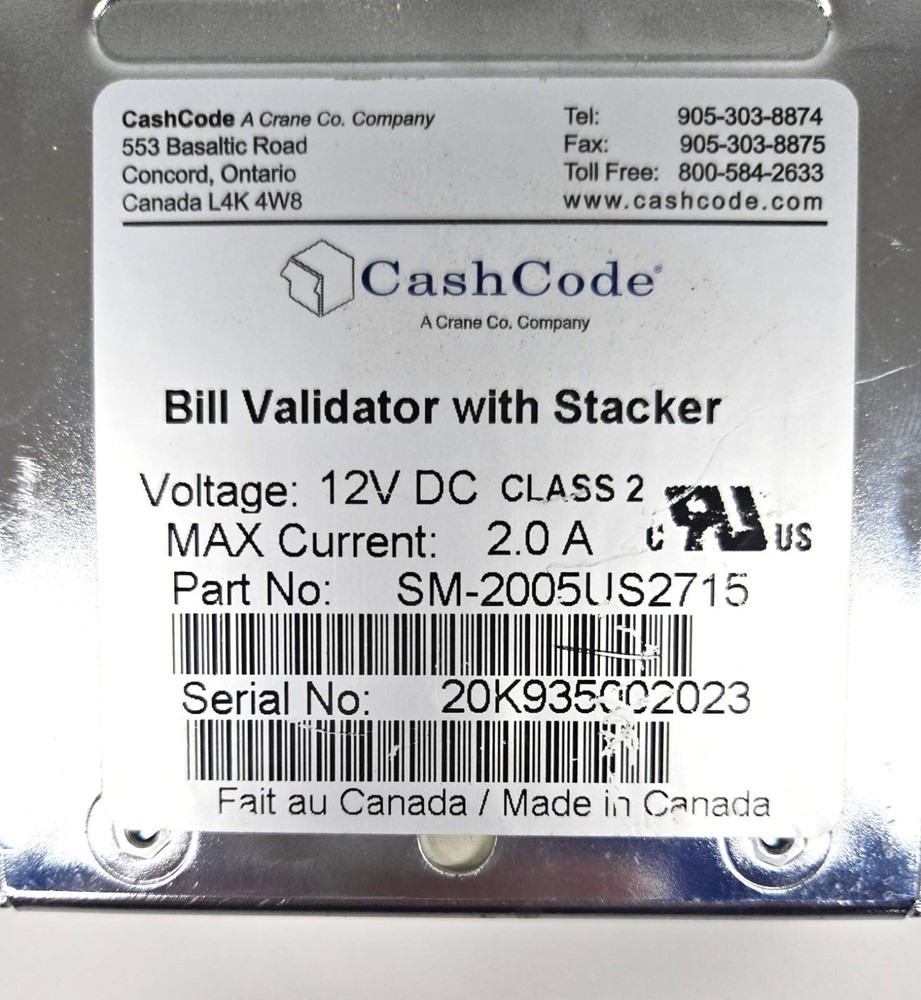 CASHCODE BILL VALIDATOR SM2005