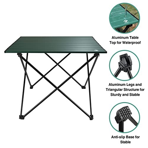 Portable Camping Side Table, Ultralight Aluminum Folding Beach Table with