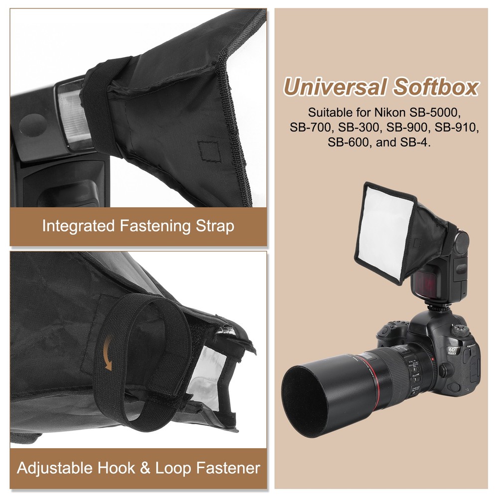 2pcs 6" x 6.7" Flash Diffuser Light SoftBox, for Nikon SB-5000 SB-700, Black