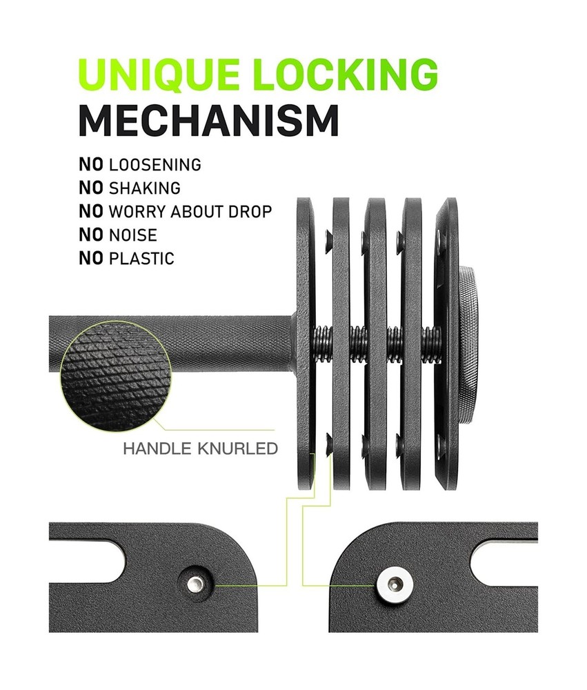 Eisenlink Adjustable Dumbbell Set, 10-50/80lb, 5lb Increments, Quick-Lock Squ...