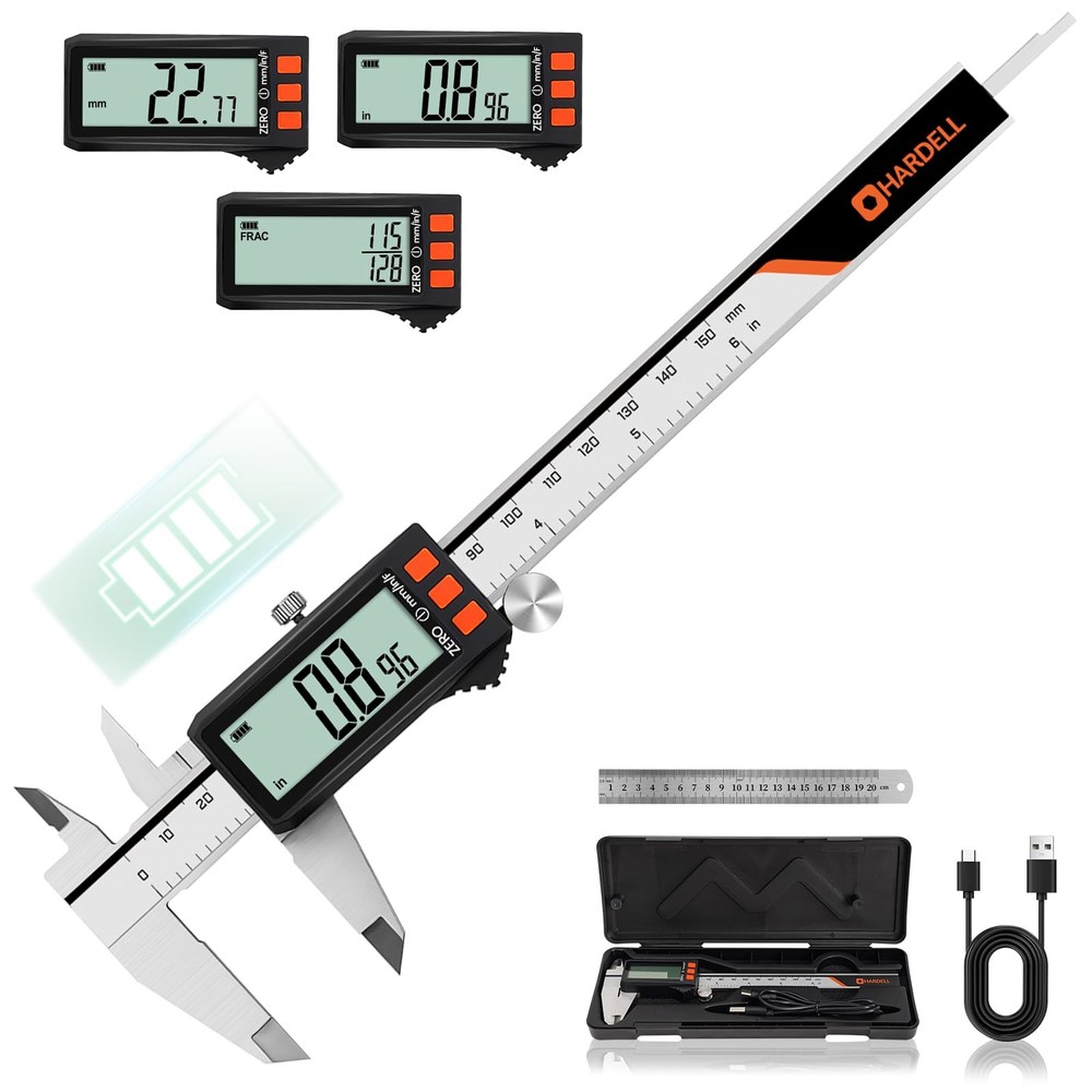 HARDELL Digital Caliper, Rechargeable Caliper with Power Display, 6...
