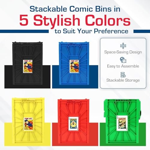 Short Comic Book Bin | Holds 150 Comics | Stackable Plastic Storage | Single