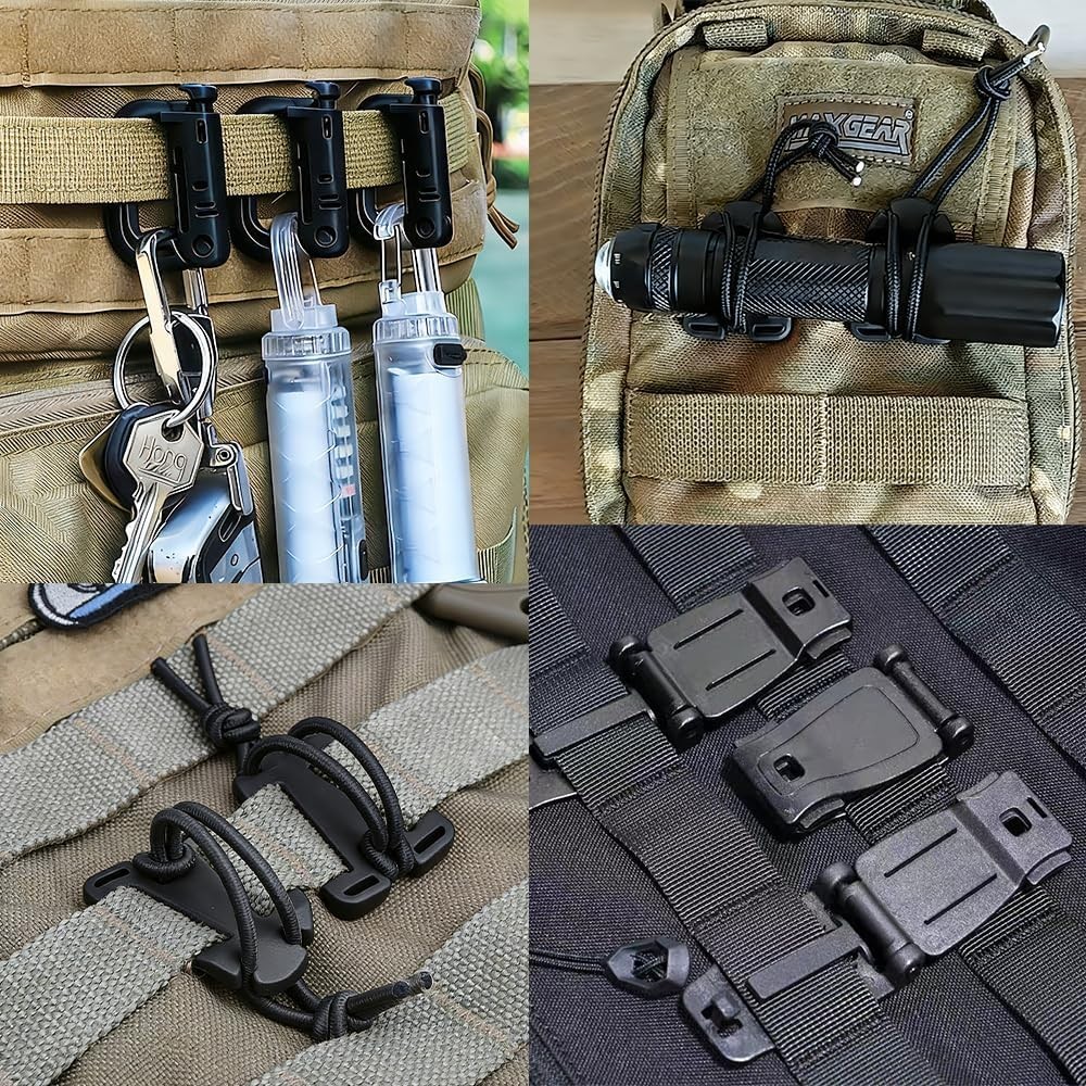 30PCS Tactical MOLLE Attachment Kit for Backpack D-Ring Web Dominator Gear Hook