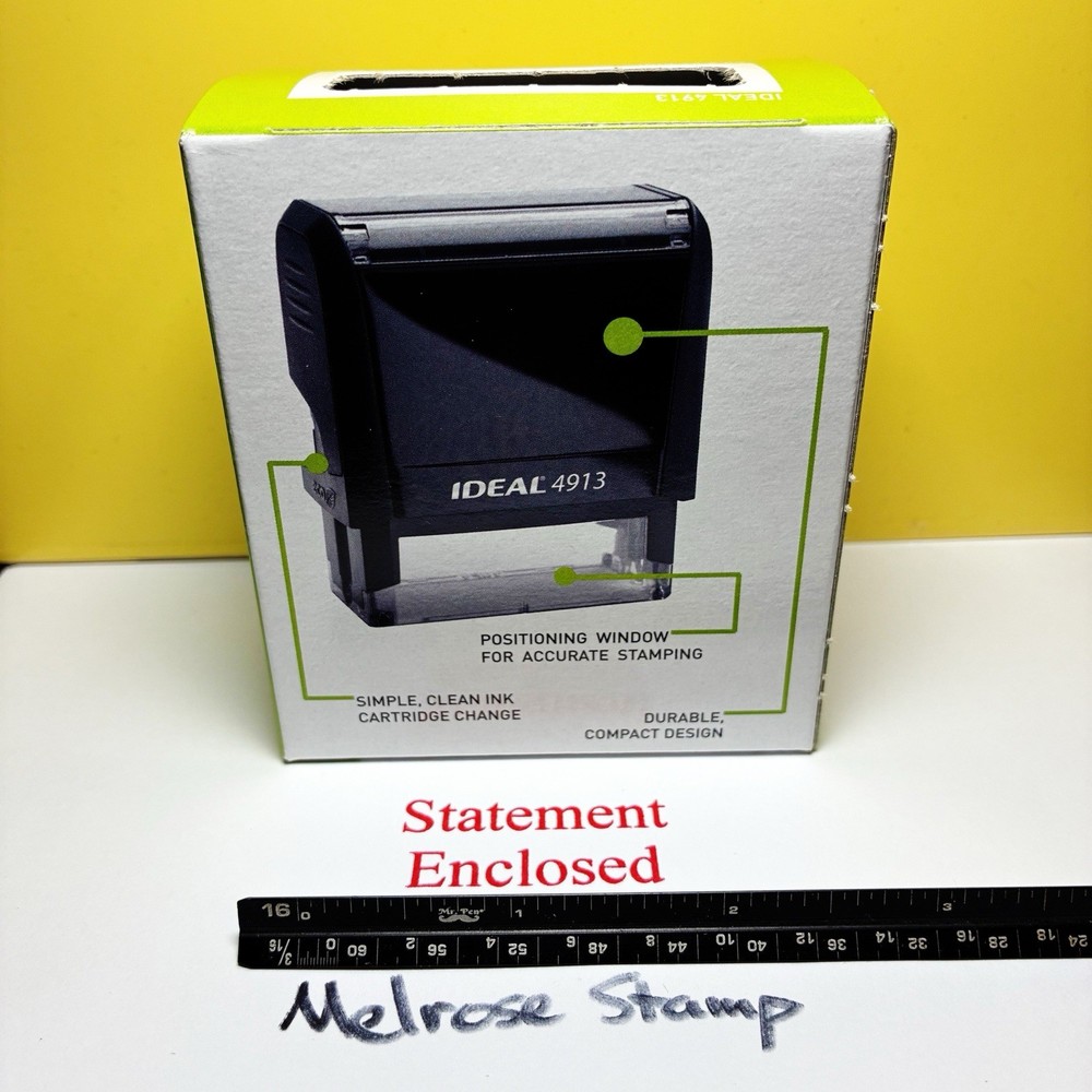 Statement Enclosed Rubber Stamp Red Ink Self Inking Ideal 4913