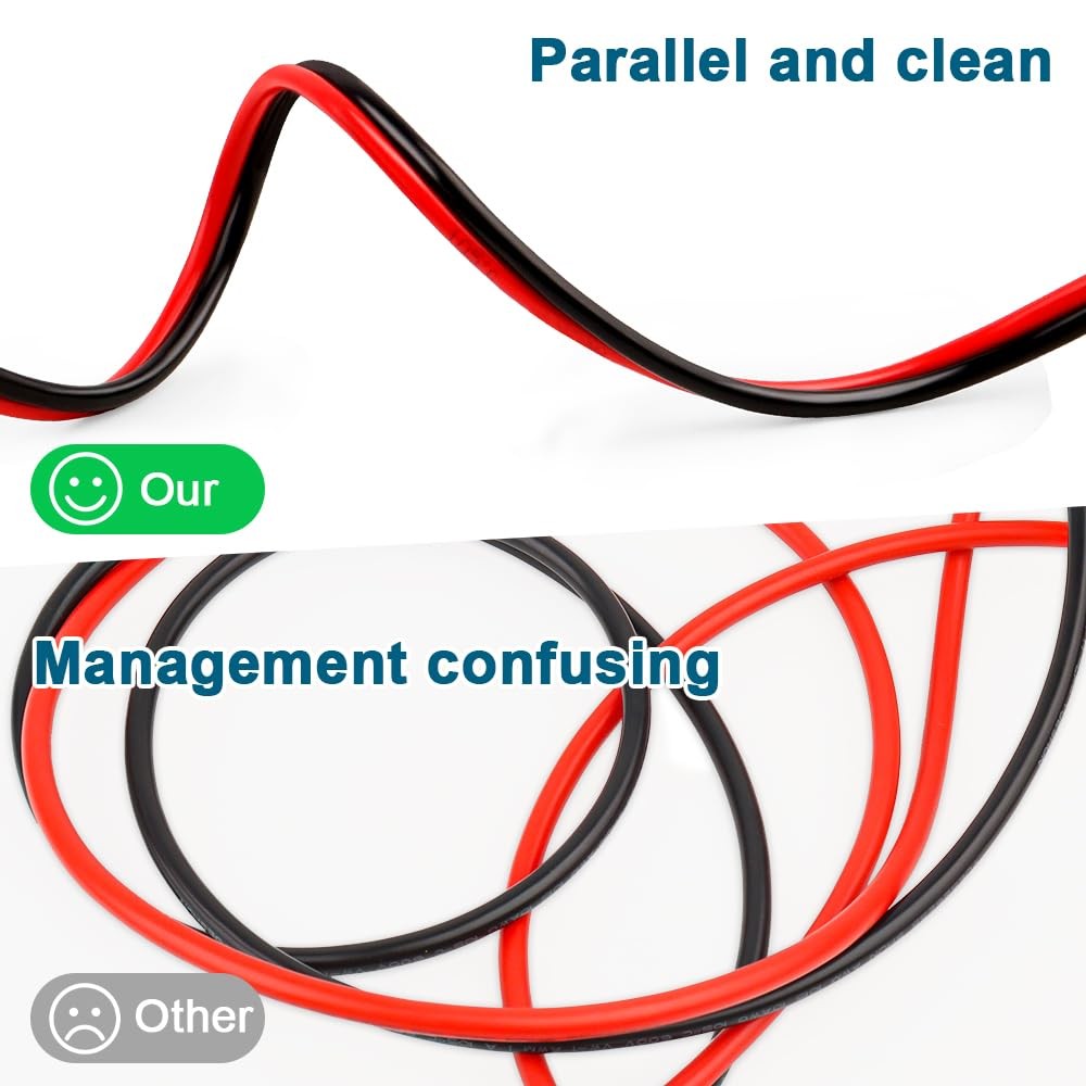 8 Gauge Wire 2 Conductor Tinned Copper Cable, Flexible 8 8 10FT, Red