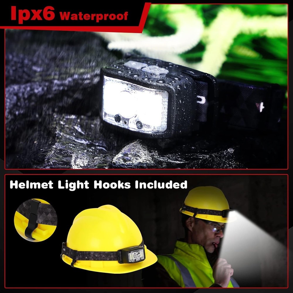 Headlamp Rechargeable,2 Pack 2000 Lumen Super Bright Led Headlamp,16 Modes Mo...