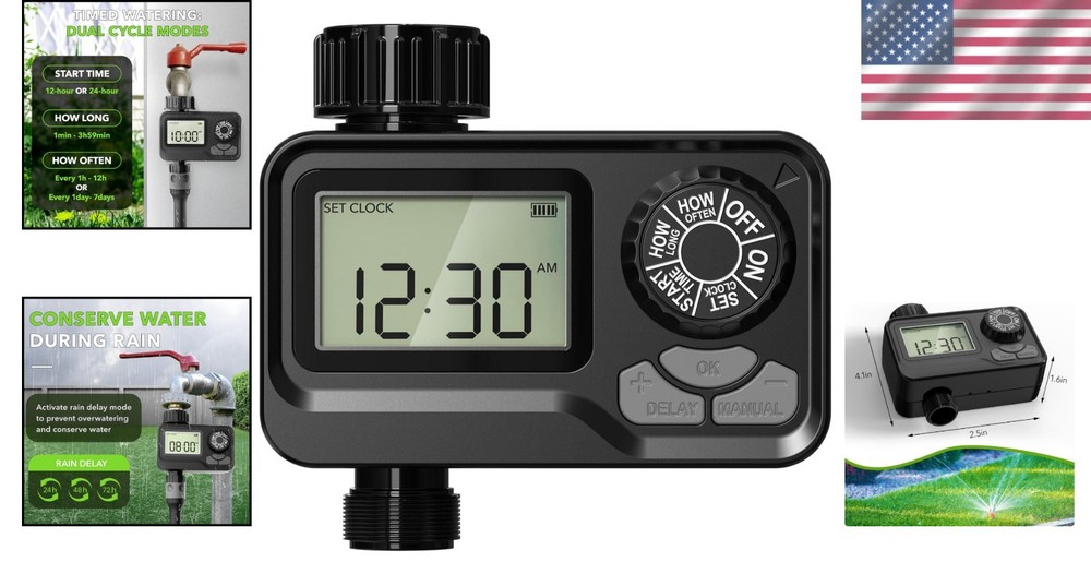 Versatile Programmable Hose Timer with Rain Delay - Easy Automatic Irrigation