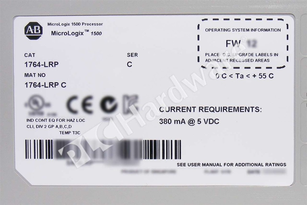 Open Pre-owned Allen Bradley 1764-LRP Ser C MicroLogix 1500 Enhanced Controller