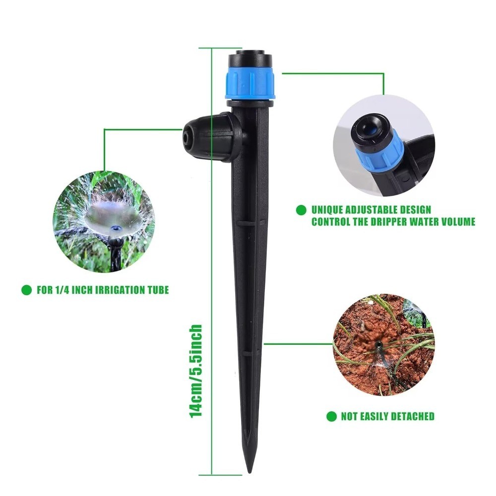 Drip Irrigation Emitters with Adjustable 360 Degree Water Flow Drippers Sprayer